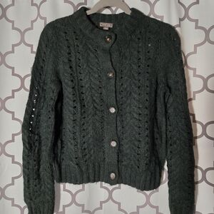 J. Crew Point Sur Forest Green Button-Up Cardigan